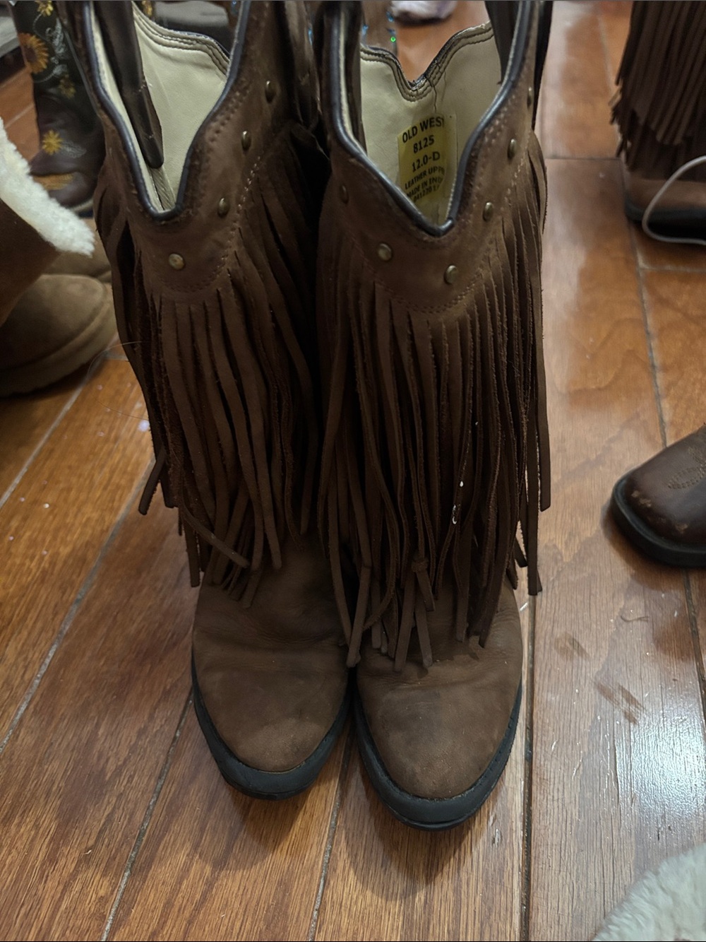 Old West Brown Suede Fringe Girl’s Cowboy Boots